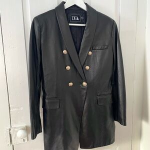 DEA Bella Leather Blazer with Gold Buttons size 10 Medium New without tags